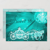 Blauwgroen Disco Ball, Princess Coach & Horses Swe Kaart (Voorkant / Achterkant)