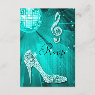 Blauwgroen Disco Ball Sparkle Heels RSVP Kaartje