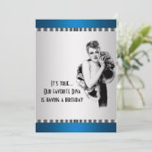 Blauwgroen Diva verjaardagsfeestje uitnodiging (Staand voorkant)