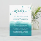 Blauwgroen doen we Waterverf ombre bruiloft Kaart (Staand voorkant)