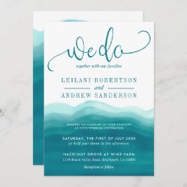 Blauwgroen doen we Waterverf ombre bruiloft Kaart