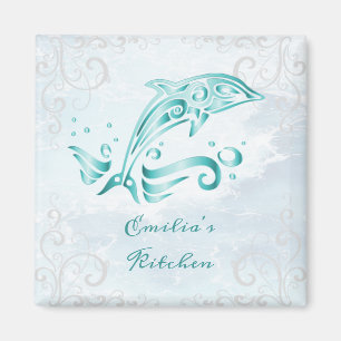 Blauwgroen Dolphin Personalized Magnet