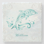 Blauwgroen Dolphin Personalized Stone Onderzetter (Voorkant)