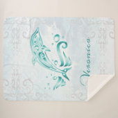 Blauwgroen Dolphin Persoonlijke Sherpa Blanket Sherpa Deken (Voorkant (horizontaal))