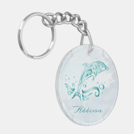 Blauwgroen Dolphin Persoonlijke Sleutelhanger (Voorkant Links)