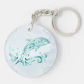 Blauwgroen Dolphin Persoonlijke Sleutelhanger (Achterkant)