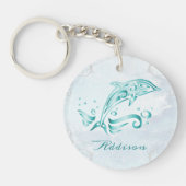 Blauwgroen Dolphin Persoonlijke Sleutelhanger (Voorkant)