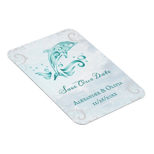 Blauwgroen Dolphin sparen de Datum Magnet Magneet (Rechterzijde)