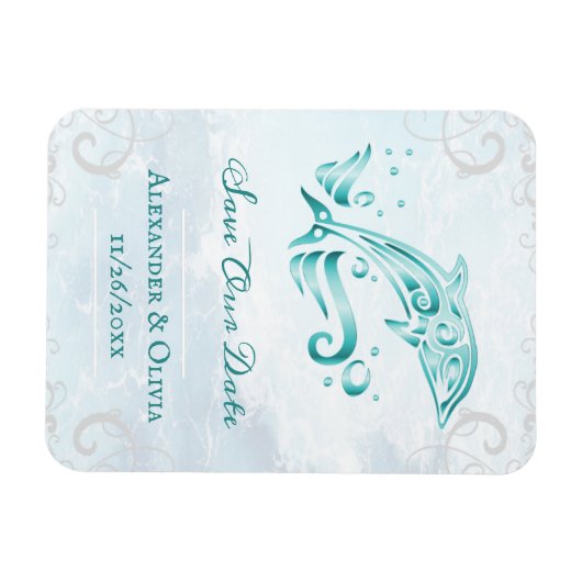 Blauwgroen Dolphin sparen de Datum Magnet Magneet (Horizontaal)