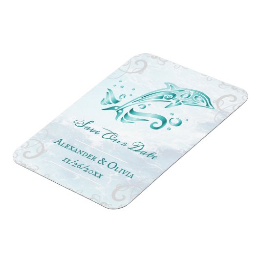 Blauwgroen Dolphin sparen de Datum Magnet Magneet (Linkerzijde)