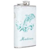 Blauwgroen Dolphin Vinyl Wrapped Flask Heupfles (Rechts)