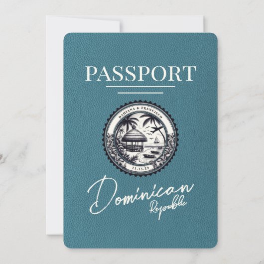 Blauwgroen Dominicaanse Republiek Paspoort bruilof Kaart (Achterkant)