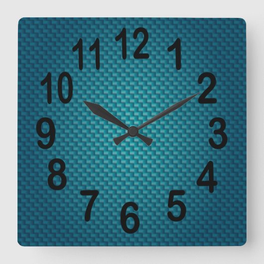 Blauwgroen donkerblauw Weave | Vetnummers Vierkante Klok (Voorkant)