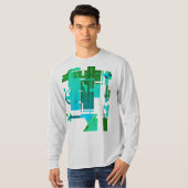 Blauwgroen donkergroen blauw geometrisch abstract  t-shirt (Voorkant volledig)