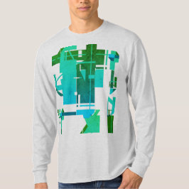Blauwgroen donkergroen blauw geometrisch abstract t-shirt