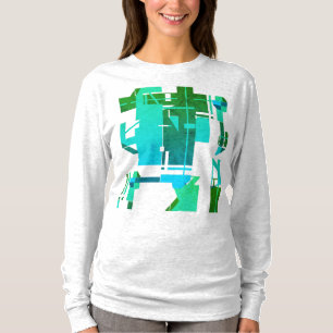 Blauwgroen donkergroen blauw geometrisch abstract t-shirt