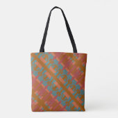 Blauwgroen Donkerrood Sinaasappel Rust Mediterraan Tote Bag (Achterkant)