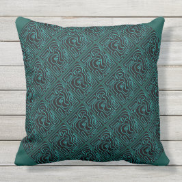 Blauwgroen doolhof voor zwarte buitenshuis Jumbo P Buitenkussen