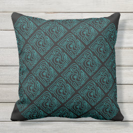 Blauwgroen doolhof voor zwarte buitenshuis Jumbo P Buitenkussen