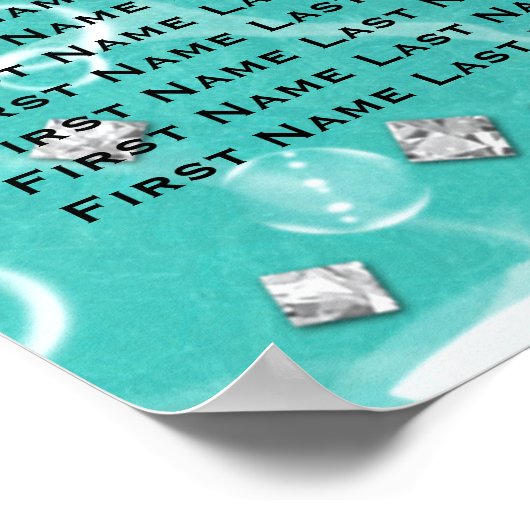 Blauwgroen doorgesluisd Zee Bubelle tafel Poster (Hoek)