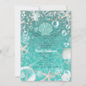 Blauwgroen Doorverwezen Zee Starfish & bubles invi Kaart (Voorkant)