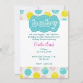 Blauwgroen Dotty gender-neutrale Baby shower Uitno Kaart (Voorkant)