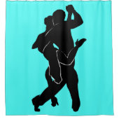 Blauwgroen douchegordijn met Tango Dansers Uw kleu (Voorkant)