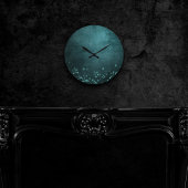 Blauwgroen draai | Deep Green Aqua Neon Glow Stars Ronde Klok