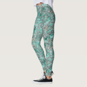Blauwgroen draaiboek Faux Silver Minerals Agate Pa Leggings (Links)