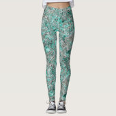 Blauwgroen draaiboek Faux Silver Minerals Agate Pa Leggings (Voorkant)