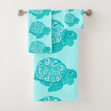 Blauwgroen draaienpatroon Aqua Towel Set