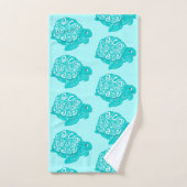 Blauwgroen draaienpatroon Aqua Towel Set Bad Handdoek (Handdoek)