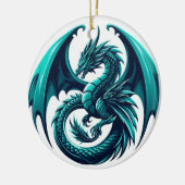 Blauwgroen draak keramisch ornament (Links)
