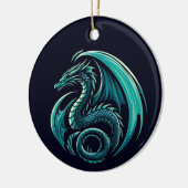 Blauwgroen draak ook keramisch ornament (Links)
