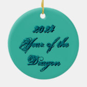 Blauwgroen draak ook keramisch ornament (Achterkant)