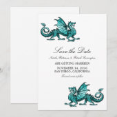 Blauwgroen draak Opslaan Datum Uitnodigen Kaart (Voorkant / Achterkant)