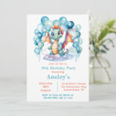 Blauwgroen Dragon en Balloon Arch Verjaardagsfeest Kaart (Staand voorkant)