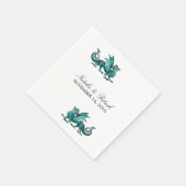 Blauwgroen Dragon Wedding Paper Napkins Servetten (Hoek)