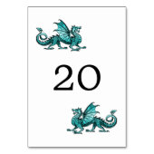Blauwgroen Dragon Wedding Table Kaart (Achterkant)