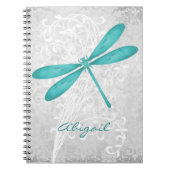 Blauwgroen Dragonfly Aangepast spiraal Notitieboek (Voorkant)