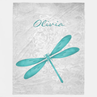 Blauwgroen Dragonfly - Aangepaste fleece Blanket Deken