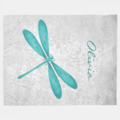 Blauwgroen Dragonfly - Aangepaste fleece Blanket Deken (Voorkant (Horizontaal))