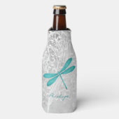 Blauwgroen Dragonfly - Aangepaste flessenkoeler Flesjeskoeler (Fles Voorkant)