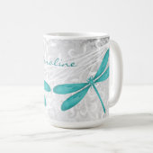 Blauwgroen Dragonfly - Aangepaste koffie-Mok Koffiemok (Voorkant rechts)