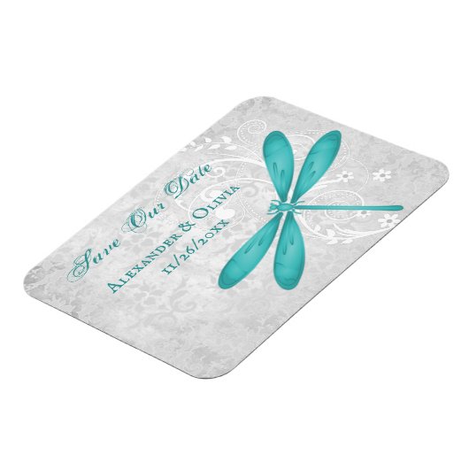 Blauwgroen Dragonfly bewaart de datum magneet (Linkerzijde)