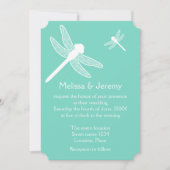 Blauwgroen dragonfly bruiloft kaart (Voorkant)