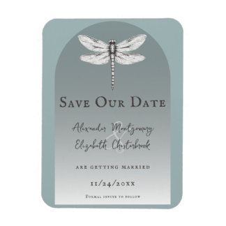 Blauwgroen dragonfly bruiloft magneet