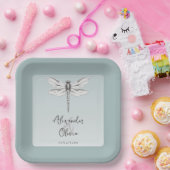 Blauwgroen dragonfly bruiloft papieren bordje (Feest)