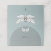 Blauwgroen dragonfly bruiloft plaatskaartje (Buitenkant ongevouwen)