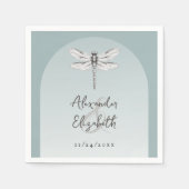 Blauwgroen dragonfly bruiloft servet (Voorkant)